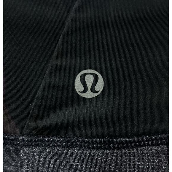Lululemon Hustle Bustle Tank Womens 8 Heather Black Floral Shelf Bra Drawstring - Picture 10 of 16